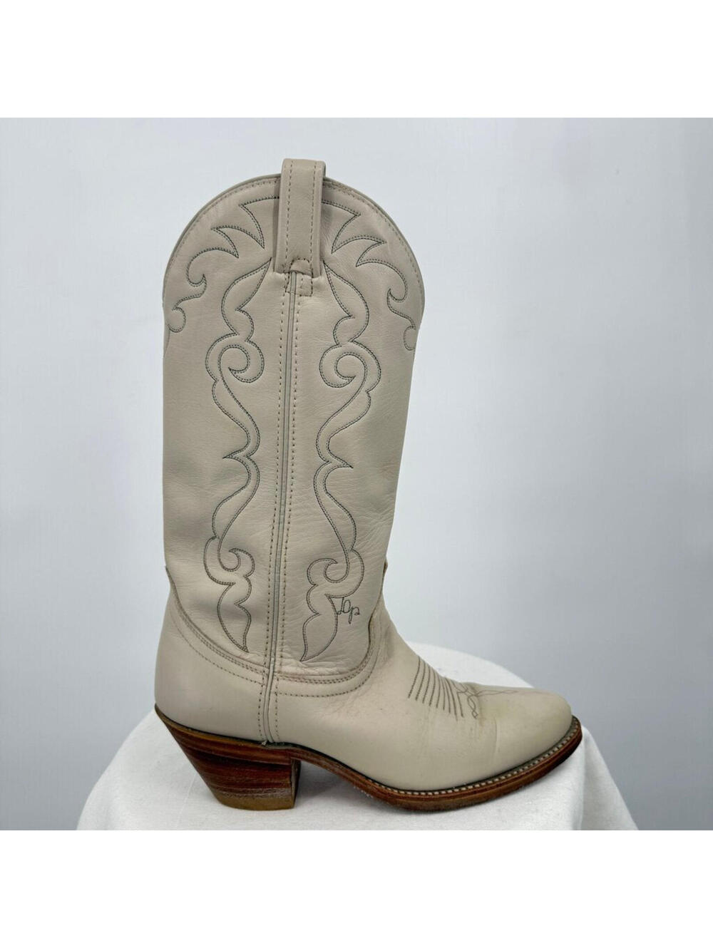 Unisex Dan Post Model 6596 Leather Western Boots Cream Vntg Men 7D Women 9 Wide